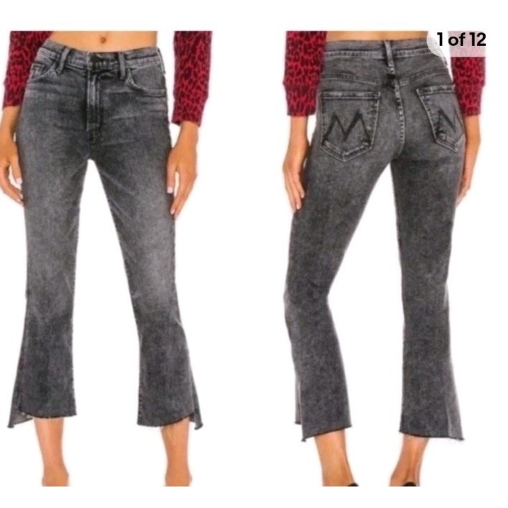 Mother The Insider Crop Step Fray Jeans 27 Ace of Spades Grey 27x24.5